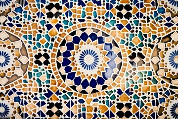 Traditional decorative color portuguese set of seamless patterns. The tile is azulejo. Geometric patterns and backgrounds for your design, Generative AI - obrazy, fototapety, plakaty