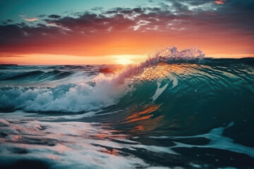 Obraz premium sunset over the sea created with Generative AI technology