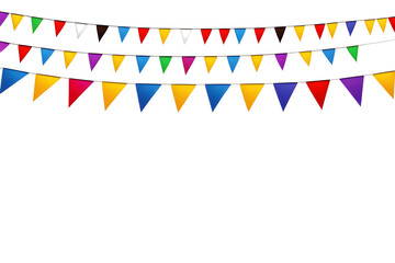 Obraz premium Carnival Garlands Of Colorful Flags Isolated On White Background