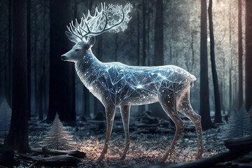 Celestial deer in the woods