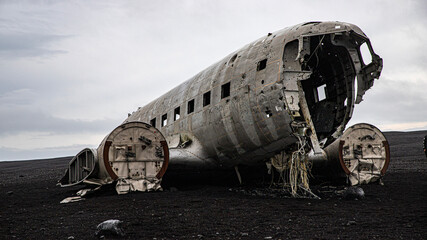 Fototapeta na wymiar grounded aircraft in iceland