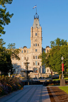 Quebec Parliament Buildings And Tourny Fountain; Quebec, Quebec City, Canada