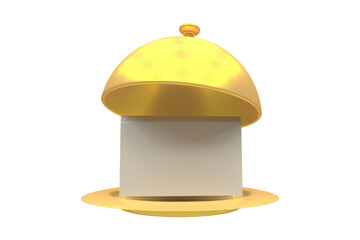 Golden cloche with menu
