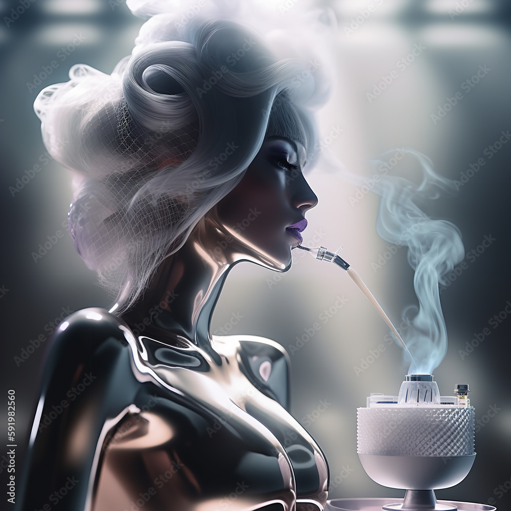 Poster vaportini silver female generative ai