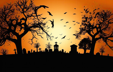 halloween background with castle created with Generative AI technology