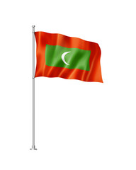 Maldives flag isolated on white