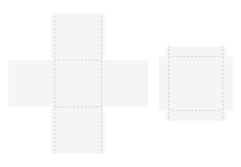 Box cut model. Package template layout for new design. Paper rectangular cardboard, container mockup