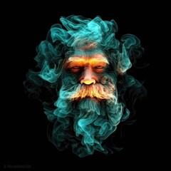 Dwarf Face Shape In Fire On Black Background. Generative AI