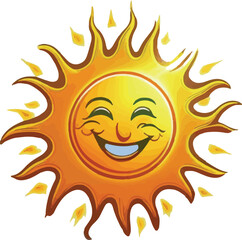 Cartoon sun multicolor vector illustration isolated on white background