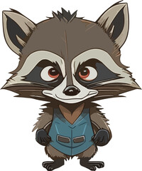 Cartoon raccoon multicolor vector illustration isolated on white background © Fedor