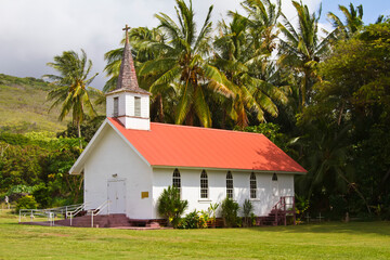 Our Lady of Seven Sorrows Church, built in 1874 by Father Damien. This is the oldest church on Molokai; Kaluaaha, Molokai, Hawaii, United States of America