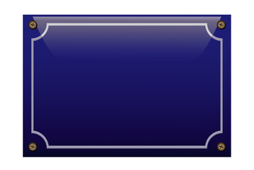 Blanko Emailleschild,
Straßenschild in Kobaltblau ohne Text,
Vektor Illustration isoliert auf weißem Hintergrund
