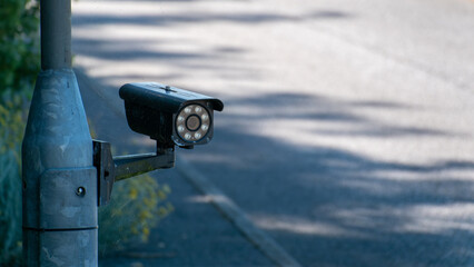 CCTV camera on a pole. Outdoor camera.