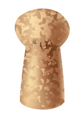 Cork wine stopper. Corkwood plug. Wine stopper. Wooden bung for bottle, equipment for alcohol winery production. Wooden textured cartoon style