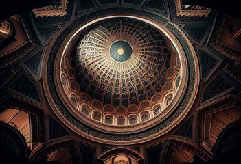 Naklejka premium dome of the mosque grand mosque, NABAWI MOSQUE. Generative AI