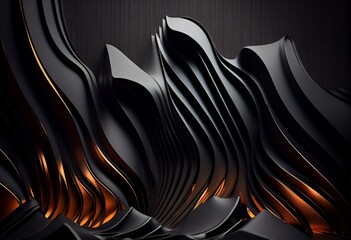Modern 3D Design Background, with Ripple, Abstract Black Layers. 3D Render. Generative AI