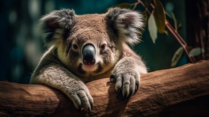 Koala on a branch. Generative AI