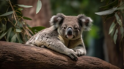Fototapeta premium Koala on a branch. Generative AI
