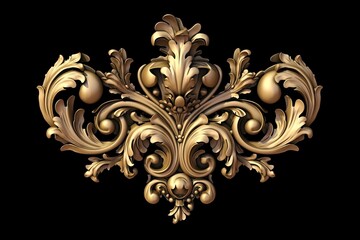 Gold ornament. Antique style gold. Eelegant luxury design, golden elements in baroque. Gold vintage baroque. Generative AI	
