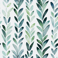 cute watercolor seamless pattern with modern decorative leaves - natural pattern - spring design