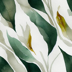 watercolor seamless pattern with modern decorative leaves - natural pattern - spring design