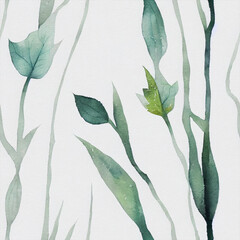 watercolor seamless pattern with modern decorative leaves - natural pattern - spring design