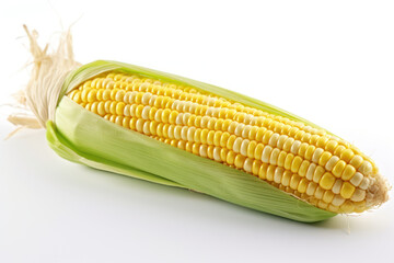 Sweetcorn, corn, corn on the cob on a white background, isolated, generative ai, Fresh tasty vegetables, Fresh ingredients, cooking ingredients