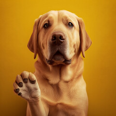 Dog giving paw. Generative AI.