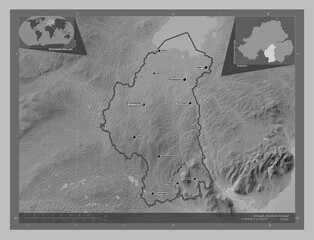 Armagh, Northern Ireland. Grayscale. Labelled points of cities © Yarr65