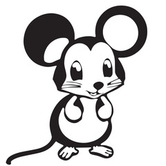 Coloring page of cute mouse on white background