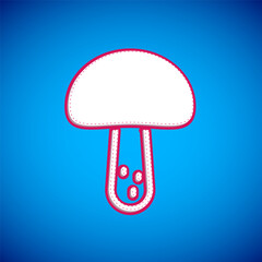 White Mushroom icon isolated on blue background. Vector