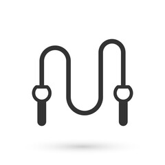 Grey Jump rope icon isolated on white background. Skipping rope. Sport equipment. Vector