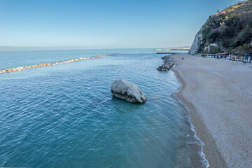 Aerial view of Numana town , Conero Mount, Adriatic Sea in Le Marche region, Italy , Europa