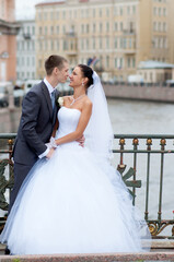 Fototapeta premium Emotional wedding couple, feelings. Bride and groom