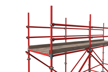 3d illustration of metallic scaffolding with plank