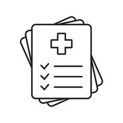 Medical record icon, medical report icon, medical history thin line icon.