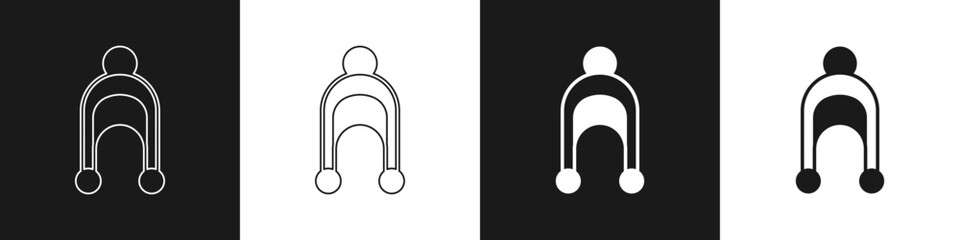 Fototapeta premium Set Winter hat icon isolated on black and white background. Vector