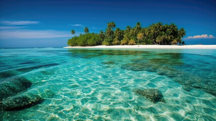 Fototapeta na wymiar Tropical beach in the Maldives created with Generative AI technology
