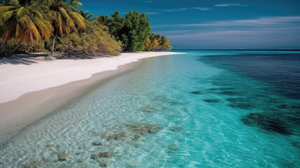 Tropical beach in the Maldives created with Generative AI technology