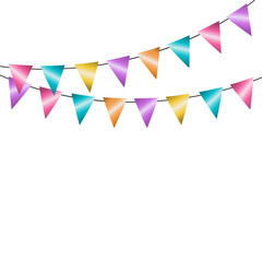 Bright garlands of flags for holiday decoration