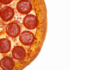 Pepperoni pizza on white. Generative AI