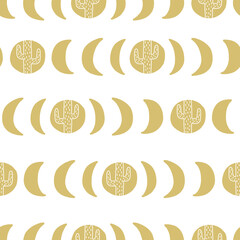 Boho seamless pattern cozy home garden mystical celestial 