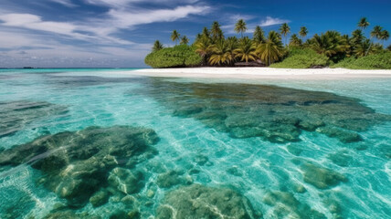 Fototapeta na wymiar Tropical beach in the Maldives created with Generative AI technology