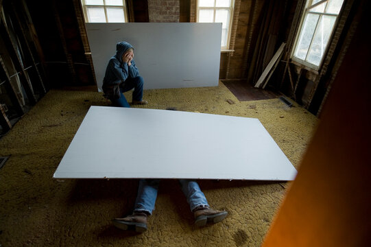 Man is flattened by a piece of drywall; Dunbar, Nebraska, United States of America