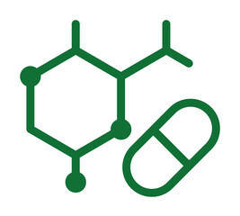 Vitamin, amino acids green icon illustration on transparent background