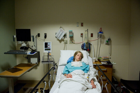 Twelve-year-old girl sleeps after having her tonsils removed; Lincoln, Nebraska, United States of America