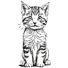 Fototapeta na wymiar Cat sketches, outline with transparent background, hand drawn illustration kitten