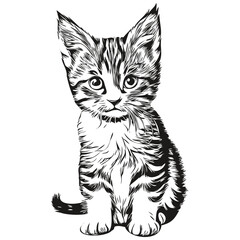 Fototapeta na wymiar Cat vector illustration line art drawing black and white kitten