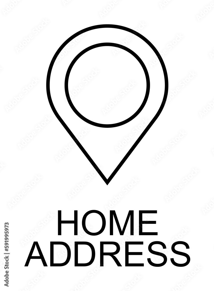 Poster home address in pin line icon illustration on transparent background