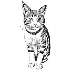 Vector image of silhouette of a Cat on a white background, kitten